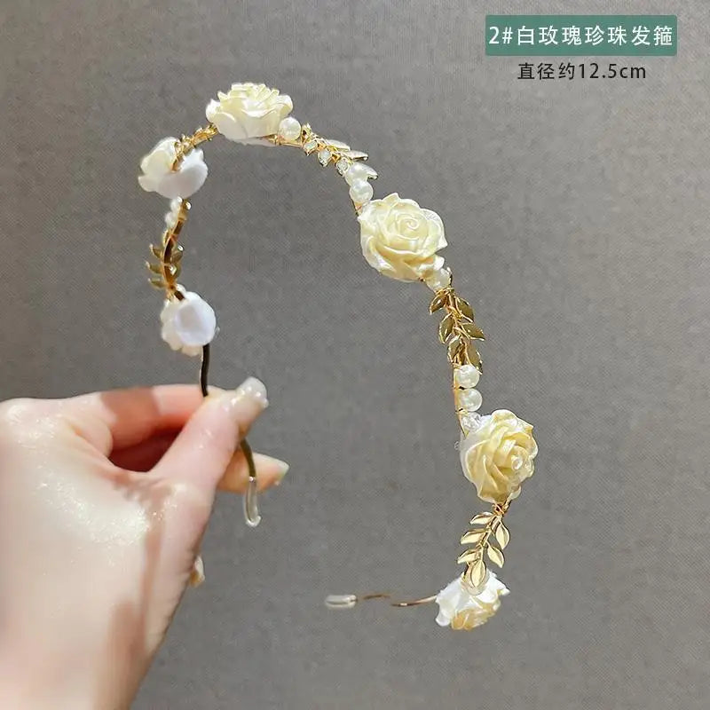 ローズパールのレトロヘッドバンド – 高級な夏のヘアアクセサリー