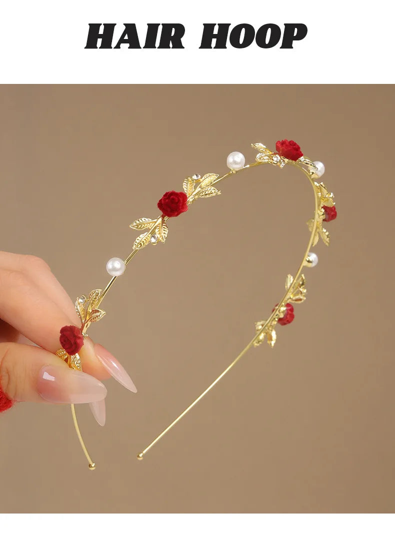 ローズパールのレトロヘッドバンド – 高級な夏のヘアアクセサリー