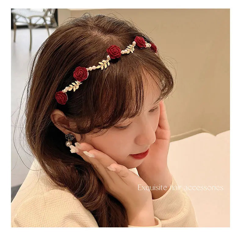 ローズパールのレトロヘッドバンド – 高級な夏のヘアアクセサリー